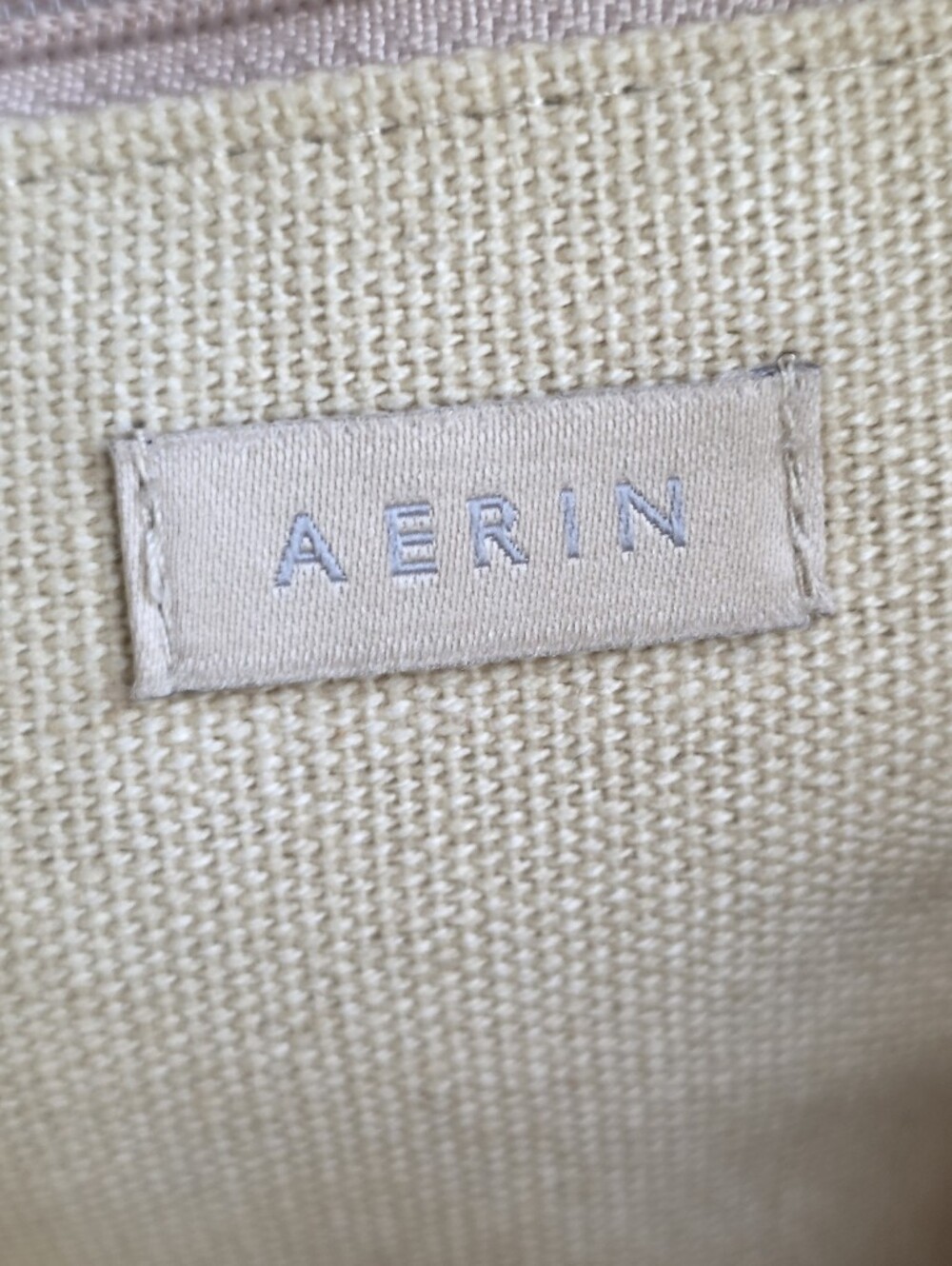 AERIN Allegra Raffia Pouch Tan Woven Chevron Clutch Bag - Picture 13 of 15